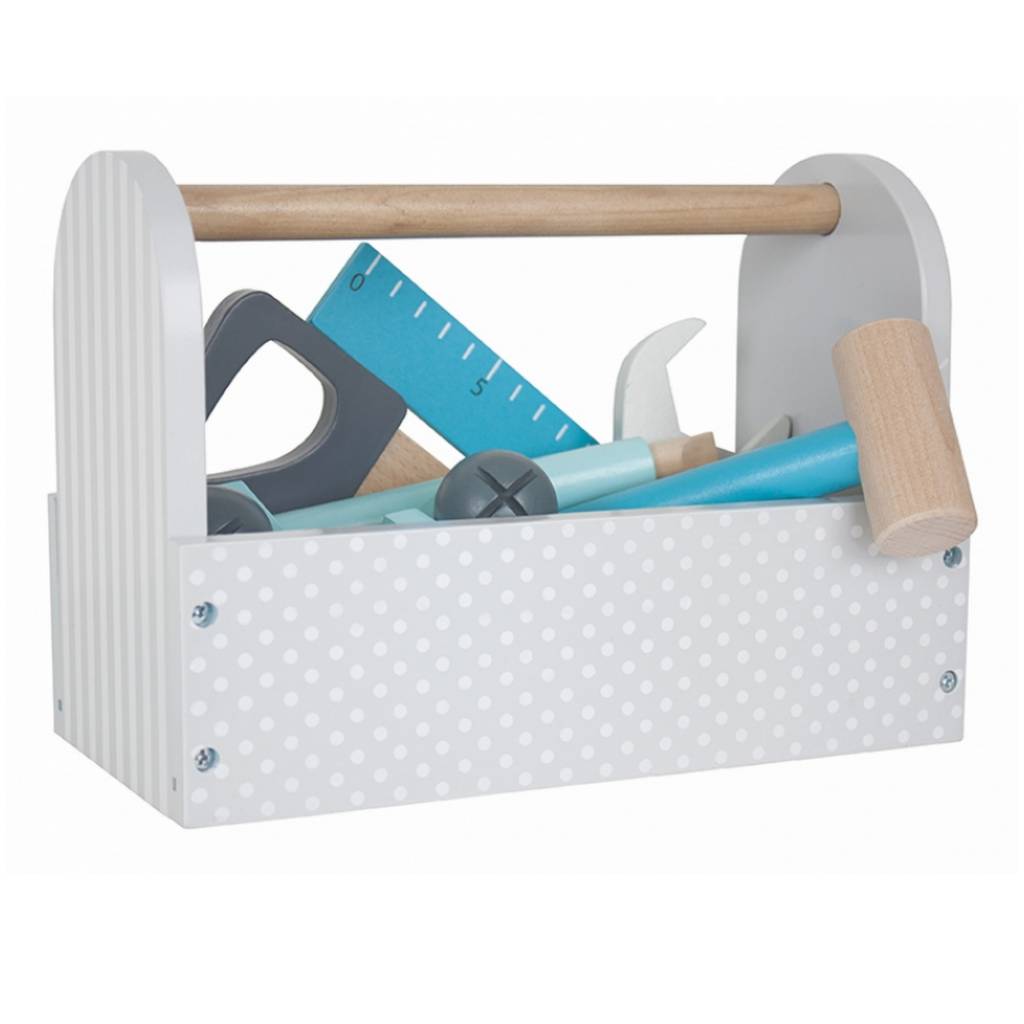 Houten gereedschapskist blauw